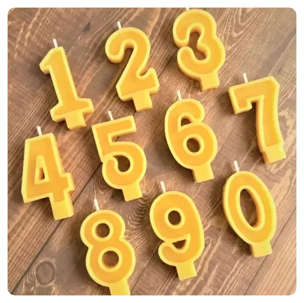chiffres bougies pour gâteau en cire d'abeille
