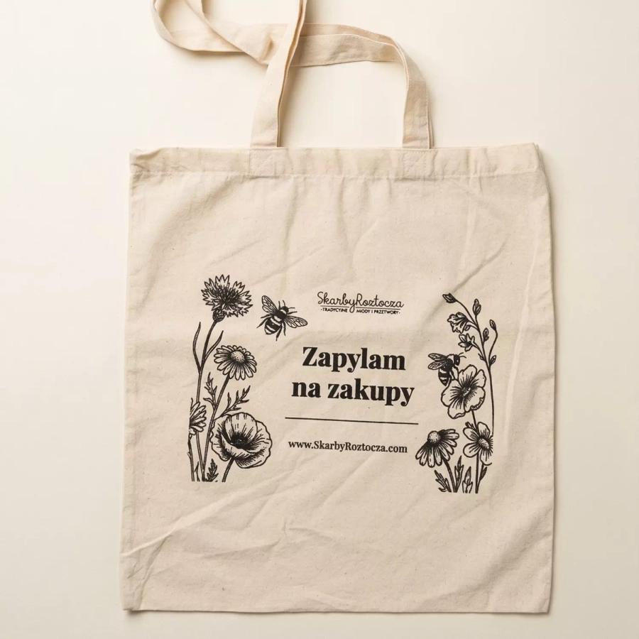 Torba bawełniana - Zapylam na zakupy - tło ecru