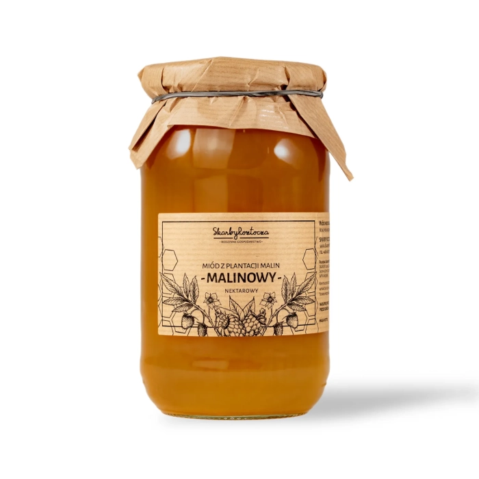 miel de framboise 1000g trésors de roztocze fond blanc