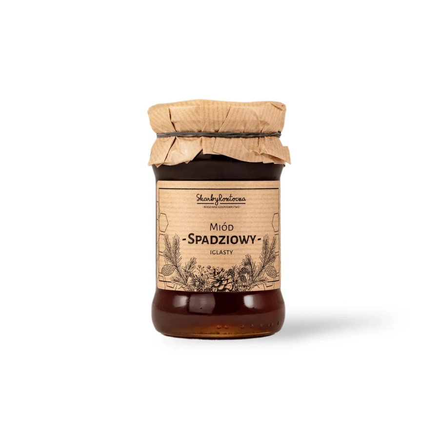 miod-spadziowy-iglasty-370g-skarby-roztocza-biale-tlo.webp