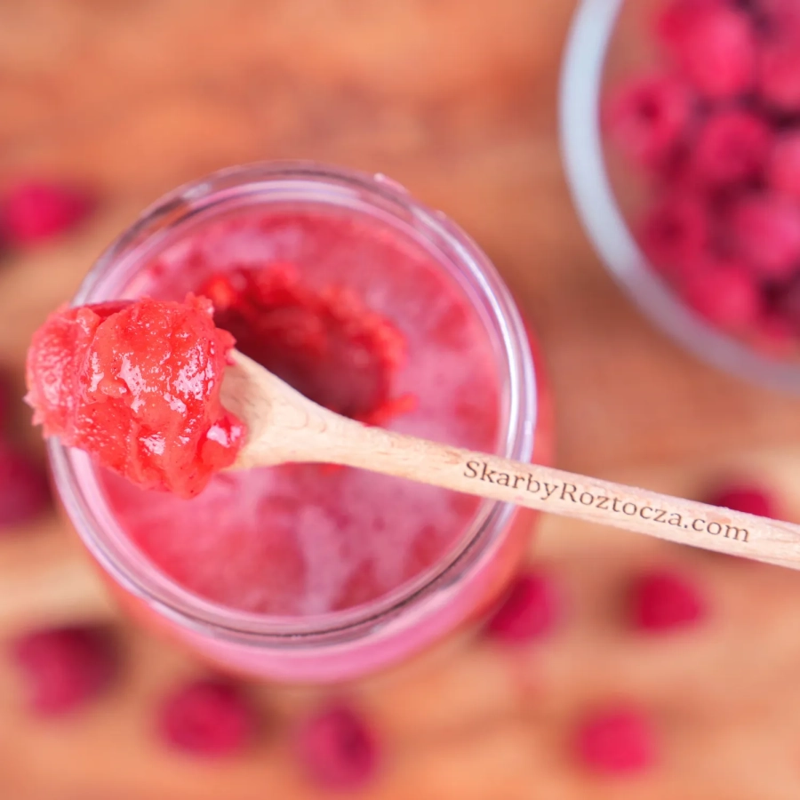 miel à la framboise grand bocal consistance cuillère