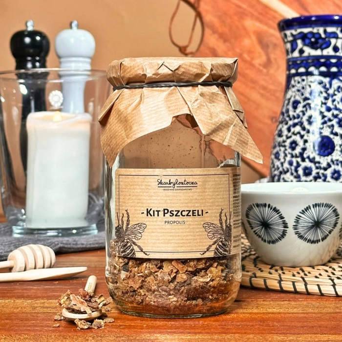 colle d'abeille propolis trésors de roztocze 100g produit carré face
