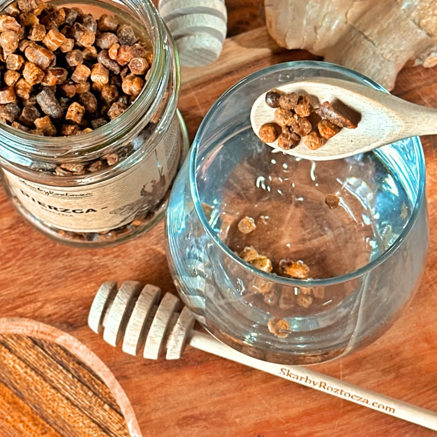 utilisation du pain d'abeille skarby roztocza produit carré