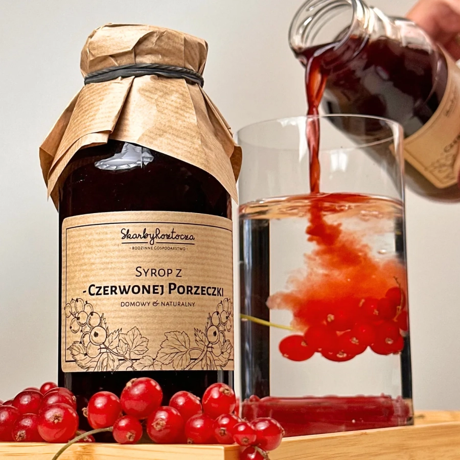 sirop de groseille rouge trésors de roztocze face produit carré fruit boisson2