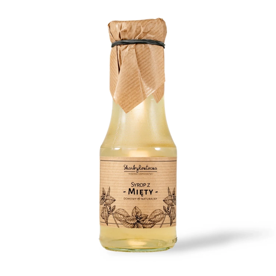 mint syrup skarby roztocza white background