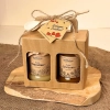 coffret cadeau traditionnel boîte fenêtre 2 miels cuillère skarby roztocza produit carré voeux cadeau