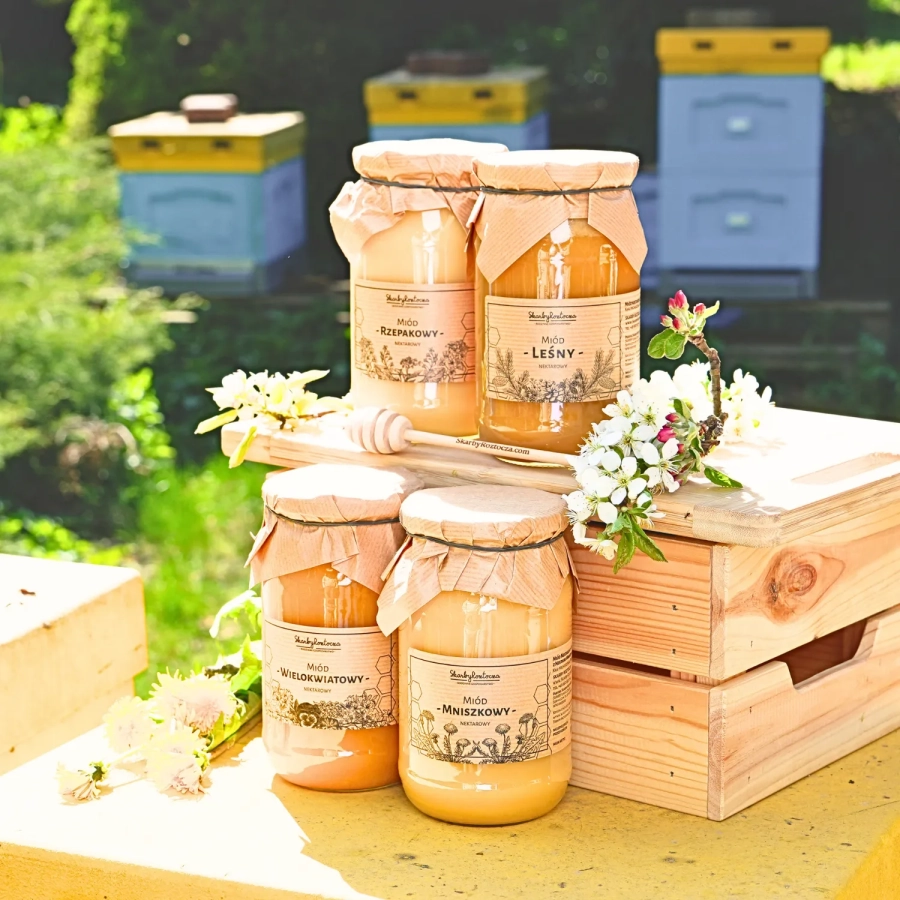 coffret de miels variés 4 grands pots produit ruche 2