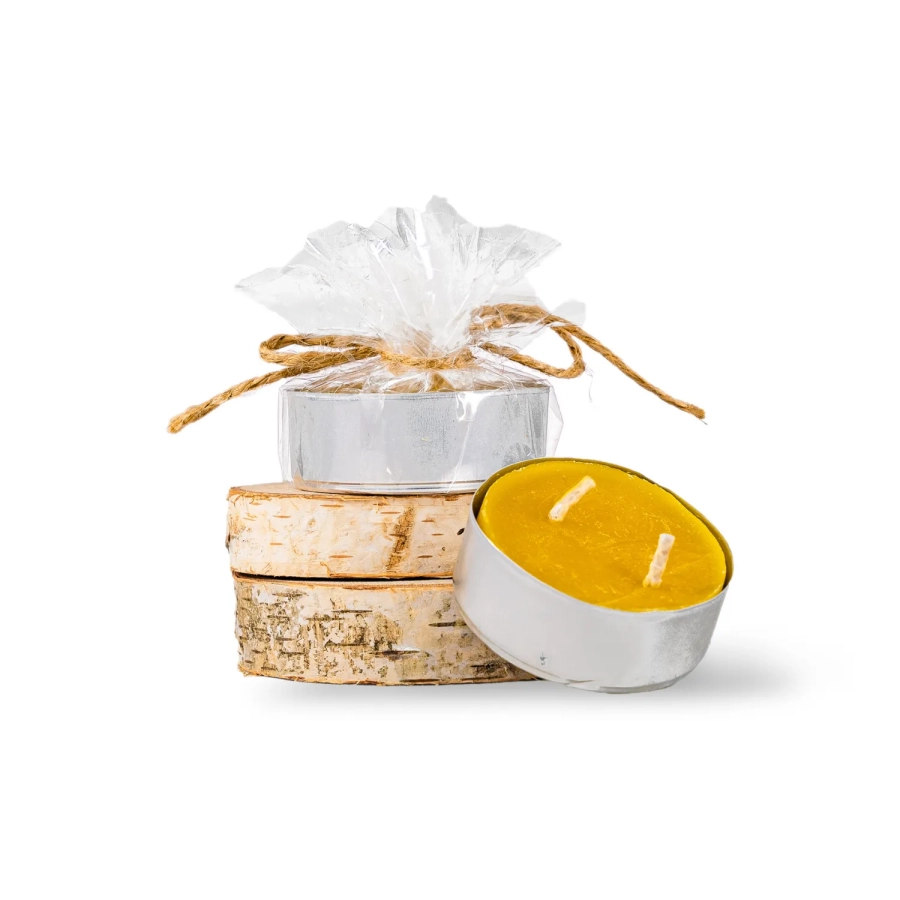 Bienenwachs-Teelicht ca. 33g weißer Hintergrund