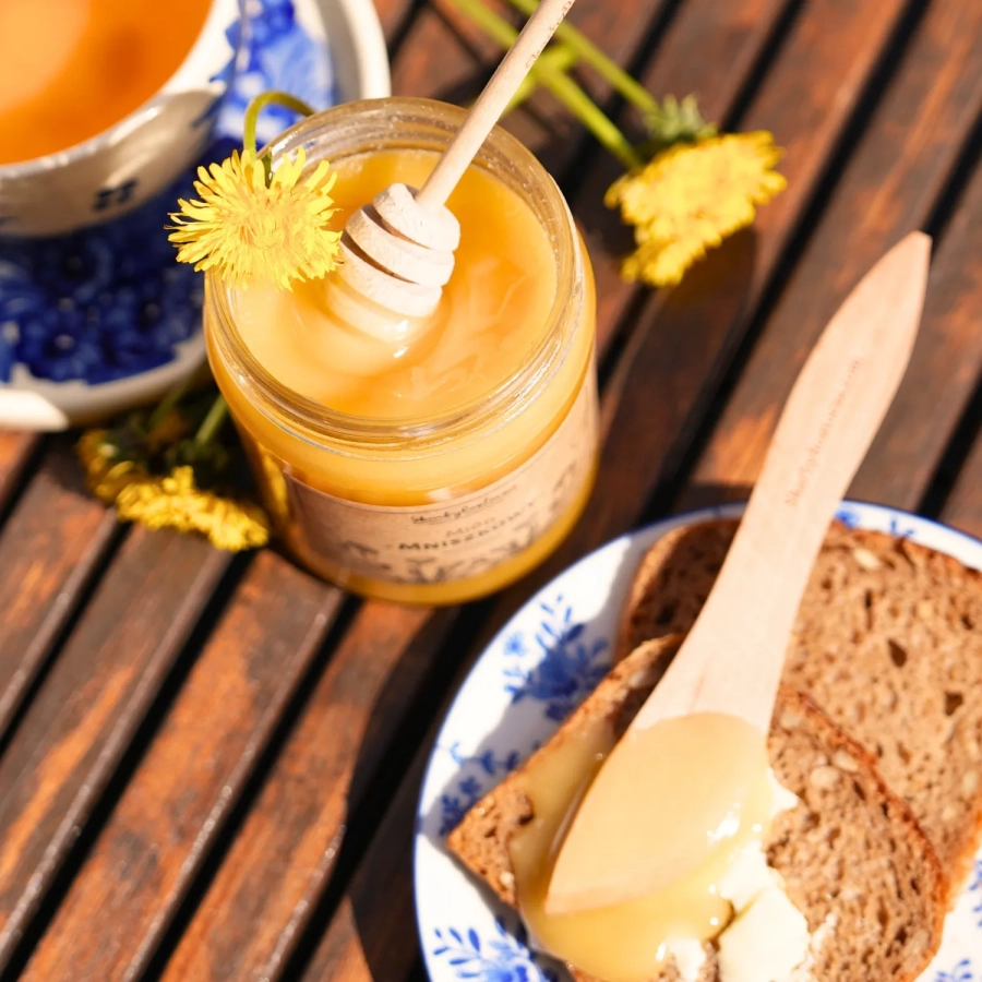 miel de pissenlit 650g skarby roztocza carré cuillère consistance petit déjeuner