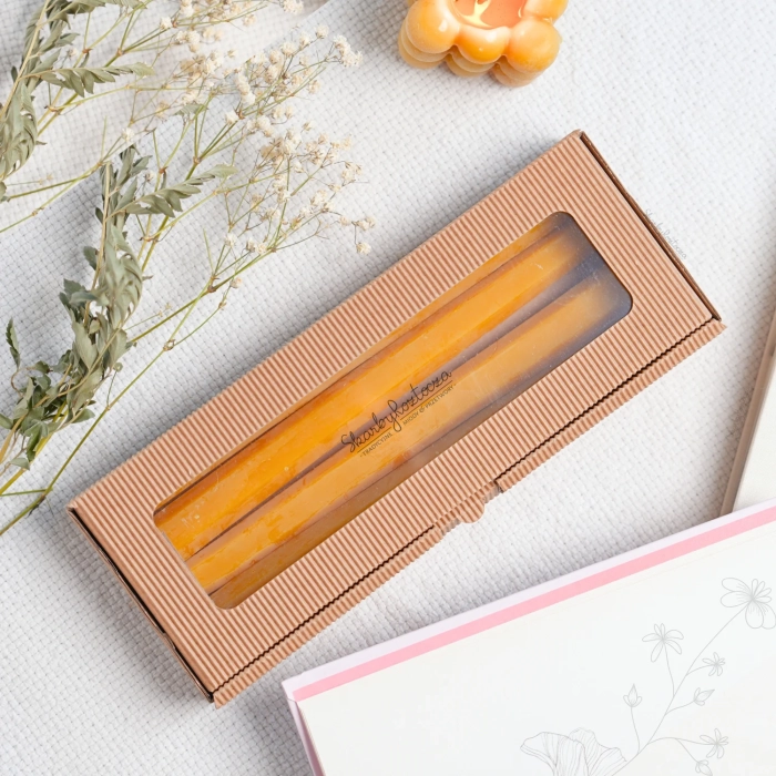 beeswax candle set 5x 25cm