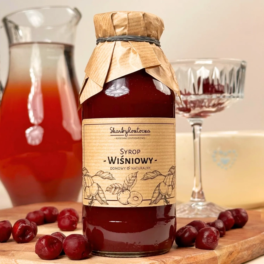 cherry syrup skarby roztocza front product square fruit cherry